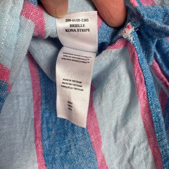 Rails Linen Blend Top Brielle Kona Stripe Dual Front Tie Boho Peasant Ecovero S - Picture 7 of 10